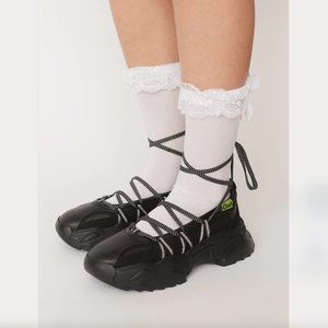 Lazy Oaf Happy Sad Lace Up Ballet Sneaker Size UK5 / US 7.5